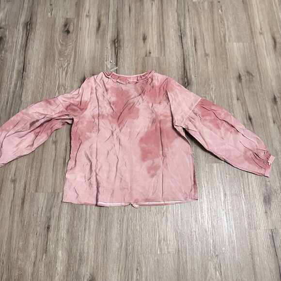 Me Jennie Garth Ruffle Neckline-Shell Pink Long sleeve Sz Medium peasant blouse - Picture 4 of 11